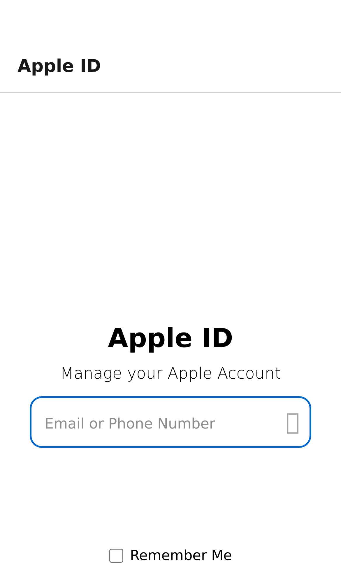 Apple phishing campaign screenshot