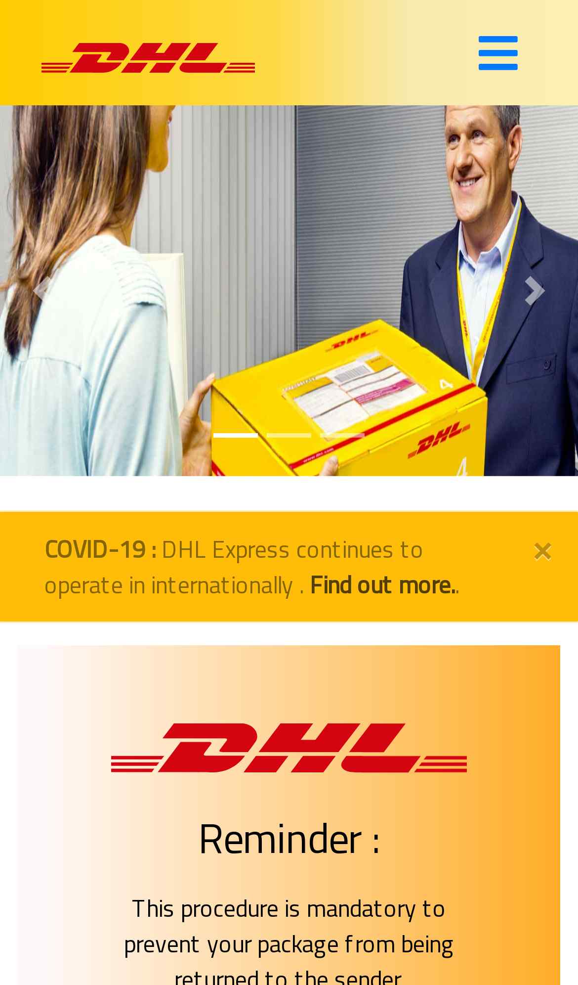 DHL phishing campaign screenshot