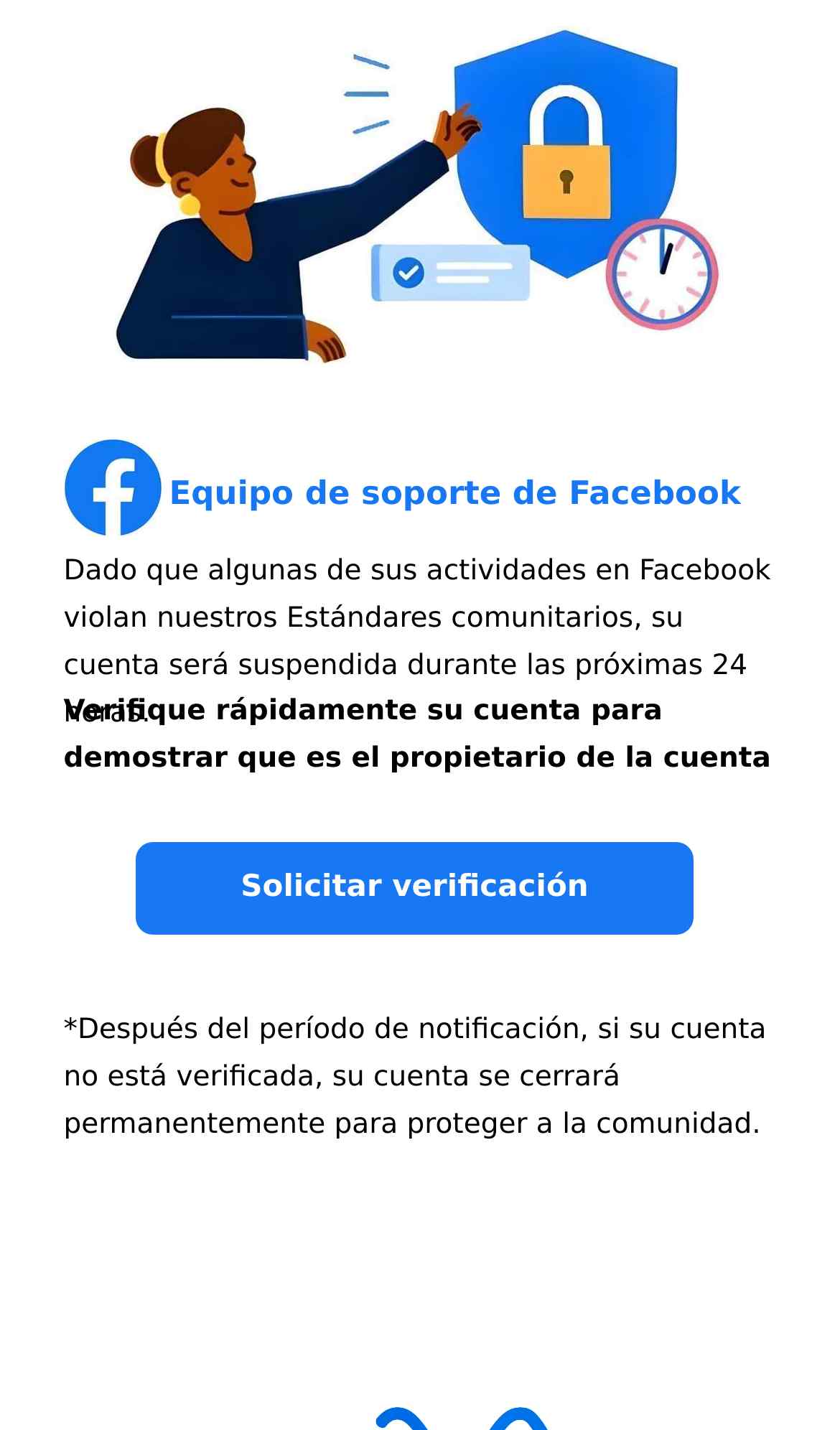 Meta phishing campaign screenshot